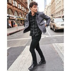 Express Mens Faux Suede Sherpa Trucker Bomber Jacket | XL | Shadow Gray | EUC